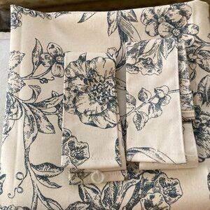 Pair Blue and Cream  Drapes 41x86   MADE USA